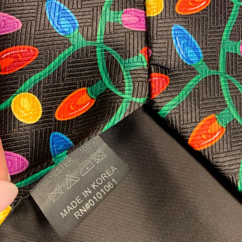 Christmas Tie Necktie Black with Multi-Color String Lights - Picture 4 of 4